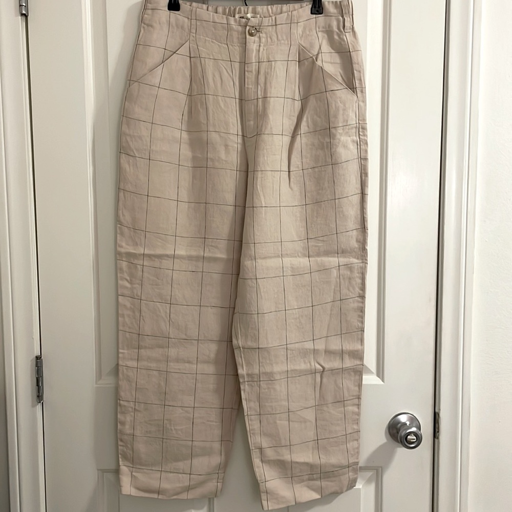 Madewell linen grid wide leg pant